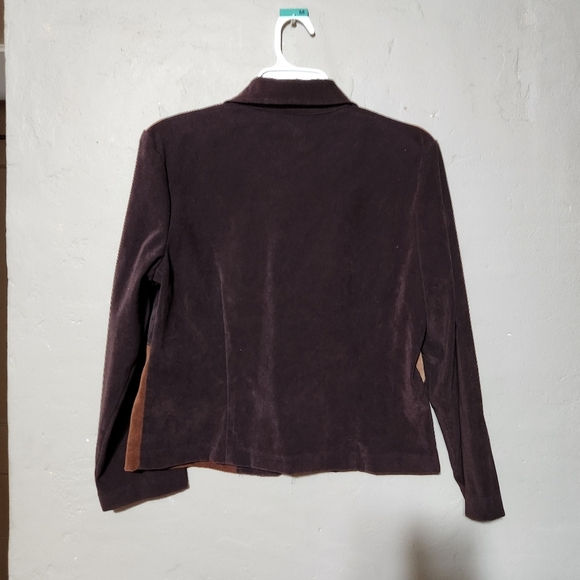 BRIGGS PETITE WOMEN'S 6 P Brown Tan Patchwork Blazer Zip Jacket - Picture 4 of 4